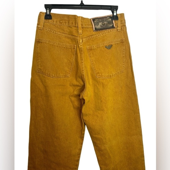 Vintage Y2K High Waist Straight Leg Armani Mustard Yellow Jeans Size 34 - Picture 8 of 14